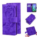 For LG K50 / Q60 Tiger Embossing Pattern Horizontal Flip Leather Case with Holder & Card Slots & Wallet(Purple)