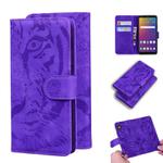 For LG Stylo 5 Tiger Embossing Pattern Horizontal Flip Leather Case with Holder & Card Slots & Wallet(Purple)