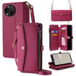 For Sharp Aquos R10 Zipper Wallet Side Buckle Crossbody Lanyard Leather Phone Case(Red)
