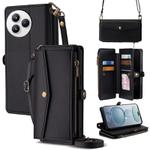 For Xiaomi Civi 5 Pro 5G Zipper Wallet Side Buckle Crossbody Lanyard Leather Phone Case(Black)