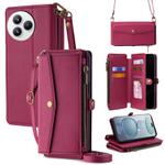 For Xiaomi Civi 5 Pro 5G Zipper Wallet Side Buckle Crossbody Lanyard Leather Phone Case(Red)