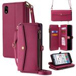 For ZTE Kantan Sumaho 4 A402ZT Zipper Wallet Side Buckle Crossbody Lanyard Leather Phone Case(Red)
