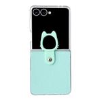 For Samsung Galaxy Z Flip7 5G Transparent Frame Jelly PU + PC Phone Case with Ring Holder(Mint Green)