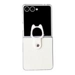 For Samsung Galaxy Z Flip7 5G Transparent Frame Jelly PU + PC Phone Case with Ring Holder(White)