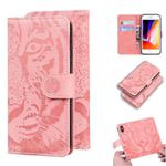 For iPhone 8 Plus / 7 Plus Tiger Embossing Pattern Horizontal Flip Leather Case with Holder & Card Slots & Wallet(Pink)