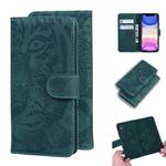 For iPhone 11 Tiger Embossing Pattern Horizontal Flip Leather Case with Holder & Card Slots & Wallet(Green)