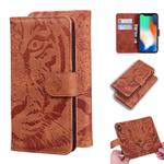 For iPhone XS Max Tiger Embossing Pattern Horizontal Flip Leather Case with Holder & Card Slots & Wallet(Brown)