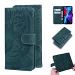 For iPhone 12 / 12 Pro Tiger Embossing Pattern Horizontal Flip Leather Case with Holder & Card Slots & Wallet(Green)