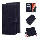 For iPhone 12 Pro Max Tiger Embossing Pattern Horizontal Flip Leather Case with Holder & Card Slots & Wallet(Black)