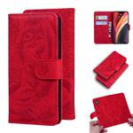 For iPhone 12 Pro Max Tiger Embossing Pattern Horizontal Flip Leather Case with Holder & Card Slots & Wallet(Red)