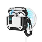 For AirPods 4 Two Color MagSafe Magnetic Earphone Case with Holder & Security Lock(Black White)