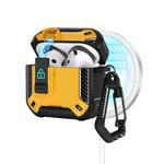 For AirPods 4 Two Color MagSafe Magnetic Earphone Case with Holder & Security Lock(Black Yellow)