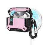 For AirPods Pro 2 Two Color MagSafe Magnetic Earphone Case with Holder & Security Lock(Black Pink)