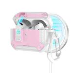 For AirPods Pro Two Color MagSafe Magnetic Earphone Case with Holder & Security Lock(White Pink)