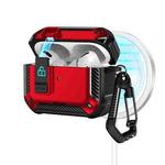 For AirPods Pro Two Color MagSafe Magnetic Earphone Case with Holder & Security Lock(Black Red)