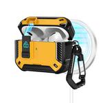For AirPods Pro Two Color MagSafe Magnetic Earphone Case with Holder & Security Lock(Black Yellow)