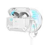 For AirPods Pro Two Color MagSafe Magnetic Earphone Case with Holder & Security Lock(White)