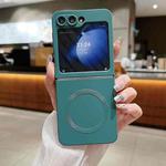 For Samsung Galaxy Z Flip7 5G Solid Color Liquid Silicone MagSafe Magnetic Phone Case(Dark Green)