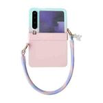 For Huawei Pura X Integrated TPU Side Buckle Phone Case with Bracelet(Blue + Pink)