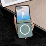 For Samsung Galaxy Z Flip7 MagSafe Back Screen Film Integrated Cloth Texture Phone Case(Green)