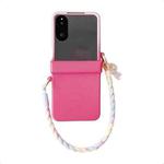 For Xiaomi Mix Flip Integrated TPU Side Buckle Phone Case with Bracelet(Pink + Rose Red)