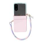 For Xiaomi Mix Flip Integrated TPU Side Buckle Phone Case with Bracelet(Blue + Pink)