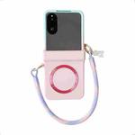 For Xiaomi Mix Flip Integrated Side Buckle MagSafe TPU Phone Case with Bracelet(Blue + Pink)