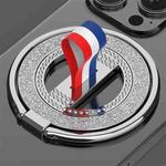 Glitter Diamond Rotation Folding Ring MagSafe Magnetic Phone Holder(Red White Blue+Silver)
