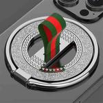 Glitter Diamond Rotation Folding Ring MagSafe Magnetic Phone Holder(Green Red+Silver)