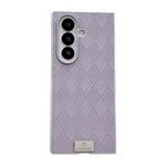 For Samsung Galaxy Z Fold7 5G Silver Edge Diamond Checkered Foldable Phone Case(Purple)
