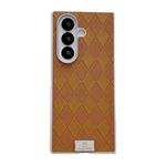 For Samsung Galaxy Z Fold7 5G Silver Edge Diamond Checkered Foldable Phone Case(Brown)