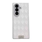 For Samsung Galaxy Z Fold7 5G Silver Edge Diamond Checkered Foldable Phone Case(White)