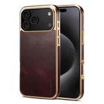 For iPhone 17 Pro Max Denior Oil Wax Leather Electroplating Phone Case(Red)