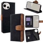 For Sharp Aquos R10 5G Color Stitching Skin Feel Leather RFID Blocking Phone Case(Black)