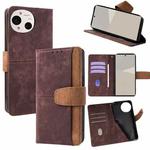 For Sharp Aquos R10 5G Color Stitching Skin Feel Leather RFID Blocking Phone Case(Brown)