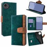 For Sharp Aquos wish5 5G Color Stitching Skin Feel Leather RFID Blocking Phone Case(Green)