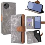 For Sharp Aquos wish5 5G Color Stitching Skin Feel Leather RFID Blocking Phone Case(Grey)
