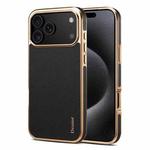 For iPhone 17 Pro Max Denior Cowhide Leather Plating Phone Case(Black)