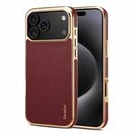 For iPhone 17 Pro Max Denior Cowhide Leather Plating Phone Case(Red)