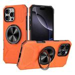 For iPhone 16 Pro Max Alloy Rotating Holder MagSafe Shockproof Phone Case(Orange)