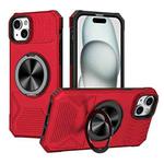 For iPhone 15 Plus Alloy Rotating Holder MagSafe Shockproof Phone Case(Red)