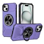 For iPhone 15 Plus Alloy Rotating Holder MagSafe Shockproof Phone Case(Violet)