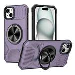 For iPhone 15 Plus Alloy Rotating Holder MagSafe Shockproof Phone Case(Dark Purple)