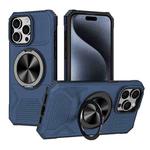 For iPhone 15 Pro Alloy Rotating Holder MagSafe Shockproof Phone Case(Blue)