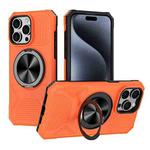For iPhone 15 Pro Alloy Rotating Holder MagSafe Shockproof Phone Case(Orange)