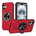 For iPhone 16 Alloy Rotating Holder MagSafe Shockproof Phone Case(Red)