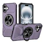 For iPhone 16 Alloy Rotating Holder MagSafe Shockproof Phone Case(Dark Purple)