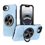 For iPhone 16e Alloy Rotating Holder MagSafe Shockproof Phone Case(Sky Blue)