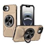 For iPhone 16e Alloy Rotating Holder MagSafe Shockproof Phone Case(Gold)