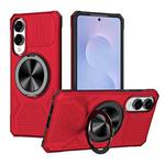 For Samsung Galaxy S25 Edge 5G Alloy Rotating Holder MagSafe Shockproof Phone Case(Red)